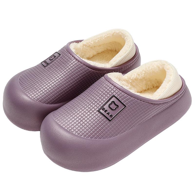 Waterproof cotton slippers women's winter indoor home household plush warm men's winter two wear cotton shoes men's winter