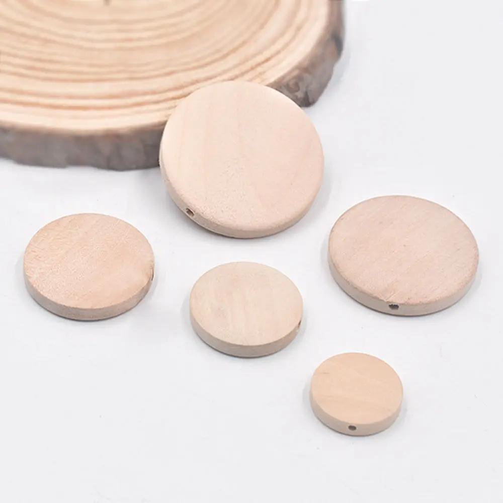 20ks Ploché Okrúhle Prírodné Drevo 15mm 20mm 25mm 30mm 35mm 40mm Voľné Korálky pre DIY Remeslá Drevené Výrobky Šperky Náramok Výroba Doplnky