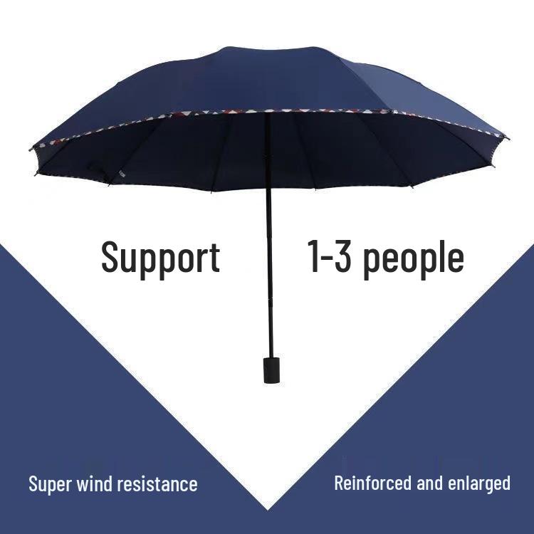 Extra-Large Folding Double Person Sunshade Umbrella with Black Glue Protection