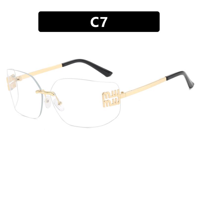 Frameless Slimming Y2K Retro High-End Miu's Sunglasses Millennial Influencer Spicy Girl Fashion