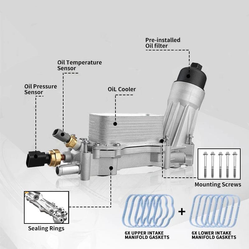 OE:68105583AF 68105583AA Aluminium Motorölfiltergehäuse Kühlersatz für Jeep Grand Cherokee Dodge Charger Journey Ram 3.6L V6