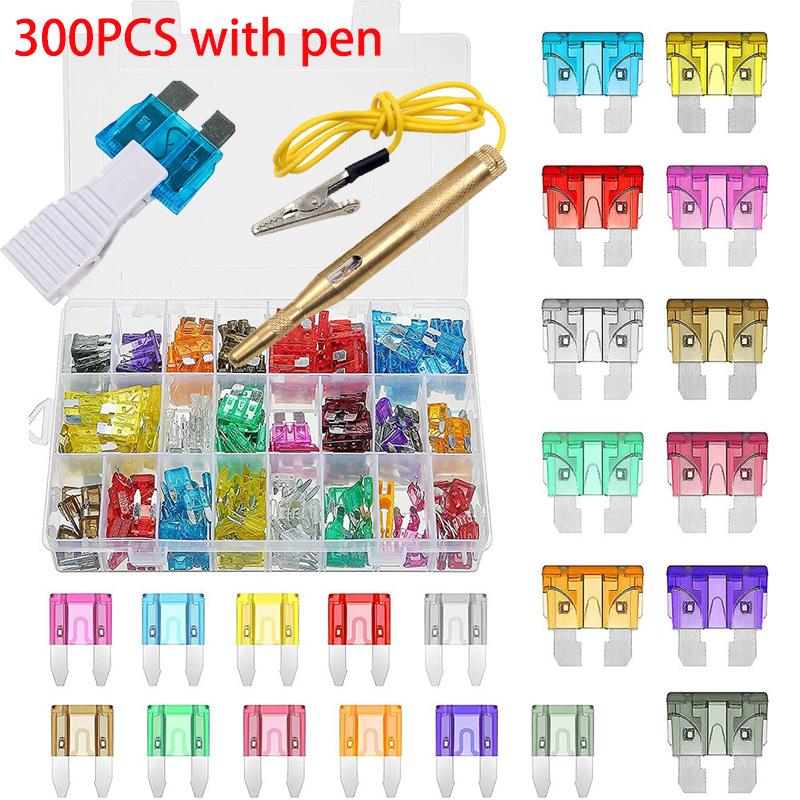 300pcs Car Blade Fuse Assortment Kit 2A-40A Auto Truck Automotive Medium Small Fuse Mixed Motorcycle Circuit Fuse With Box