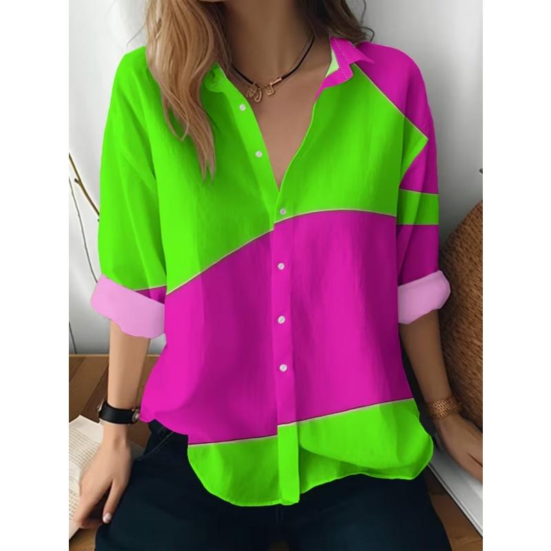 Bluză retro și elegantă pentru doamne, cu mânecă lungă, potrivită pentru ținute casual de zi și de serviciu.