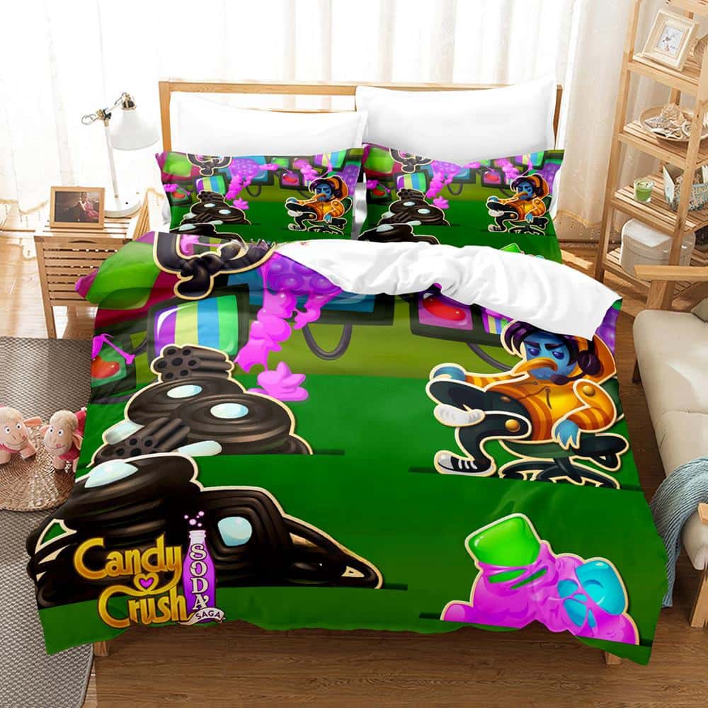 Game Candy Crush Soda Saga Bedding Set Single Twin Full Queen King Size Bed Set Adult Kid Bedroom Duvet Cover Sets Home Textiles