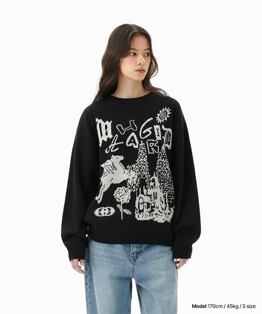 MAHAGRID Fantasia Knit Sweater Black(Mg2Dfmk623A)