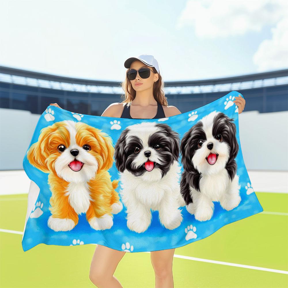 Entzückendes Hundedesign Mikrofaserhandtuch, Hochsaugfähig Schnelltrocknend für Strand Pool Yoga Reisen