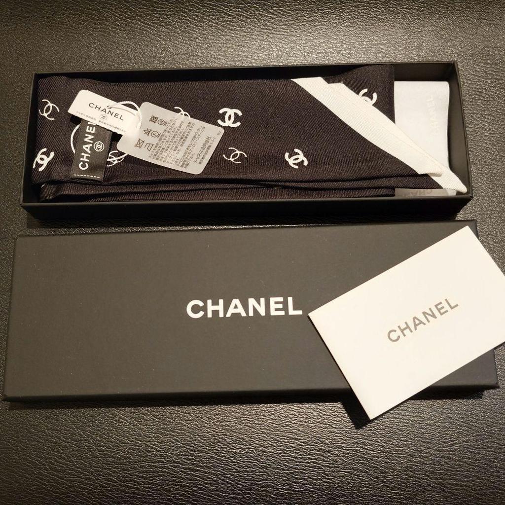 Used New Chanel Hairband Twilly Bandeau White x Black