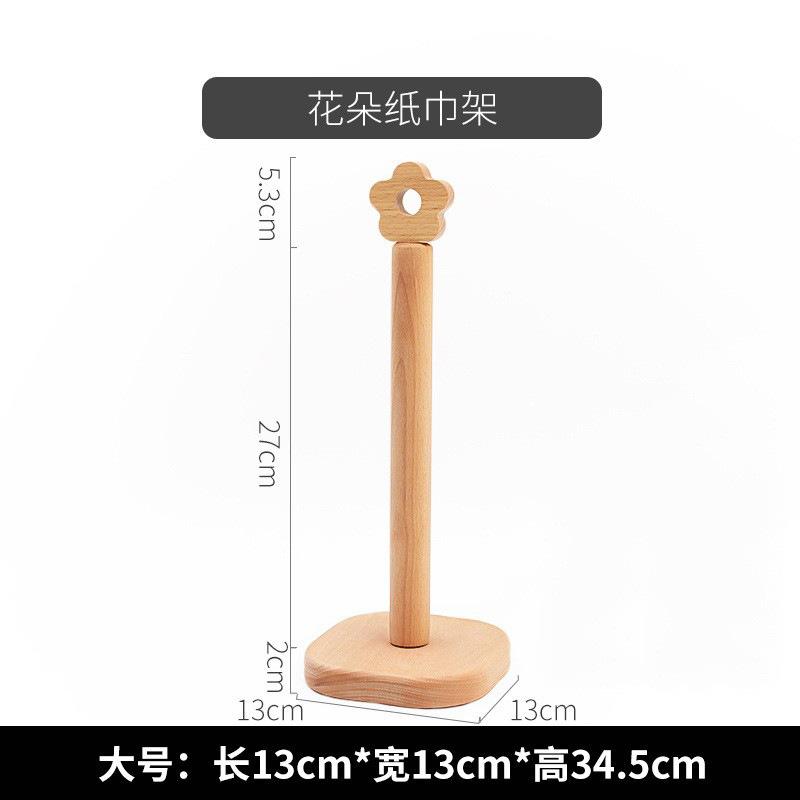 

Japanese Vertical Kitchen Paper Towel Holder Beech Wood Roll Paper Storage Rack Cute Flower Kitchen Organizer Napkin Holder Home