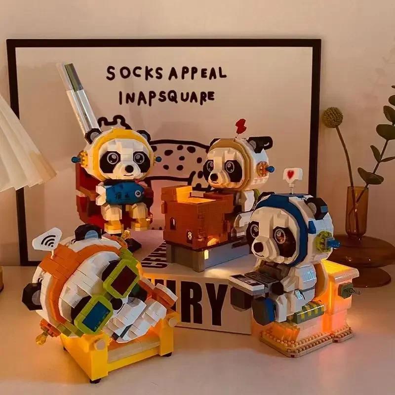 Puzzle z mikročástic vysoké obtížnosti pro děti s čínským domácím stavebním blokem kreslená panda držák na tužky