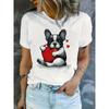 Cute Dogs and Love Graphic Printed Tshirt Women Clothes Casual Short Sleeve Tshirts Fashion Summer Women Clothing