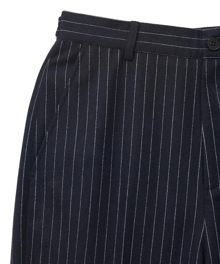 NOIRER Classic Wide Straight Slacks (Stripe Navy)