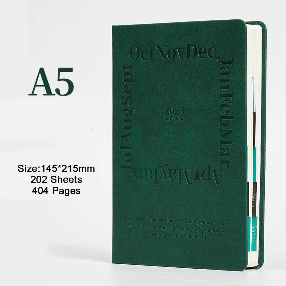 

Кожаный деловой план на 2025 год формата А5, ежедневник для студентов, дневник учета на 365 дней, блокнот, заметки, 202 листа, 404 страницы A5
