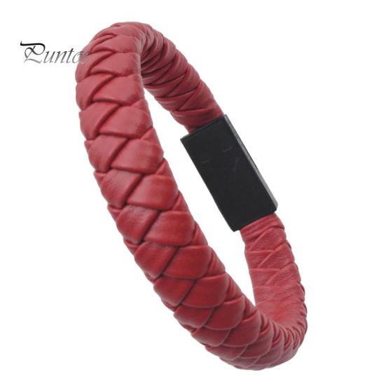 

Портативный тканый мини-кабель из искусственной кожи Type-C Micro USB-браслет для зарядки и передачи данных Type C красный