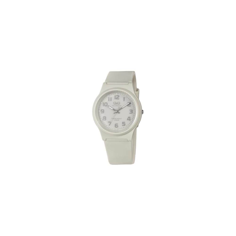 

Q&Q Analog Solar Waterproof Watch E08A-502VK Men s Ecru with Rubber Strap