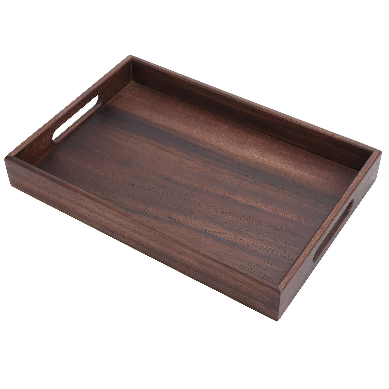 

Rectangular Wooden Serving Tray with Grooves Breakfast Food Tray for Tea Coffee Fruit SnackS S 100x40x0.3cm / 39.4x15.7x0.1in