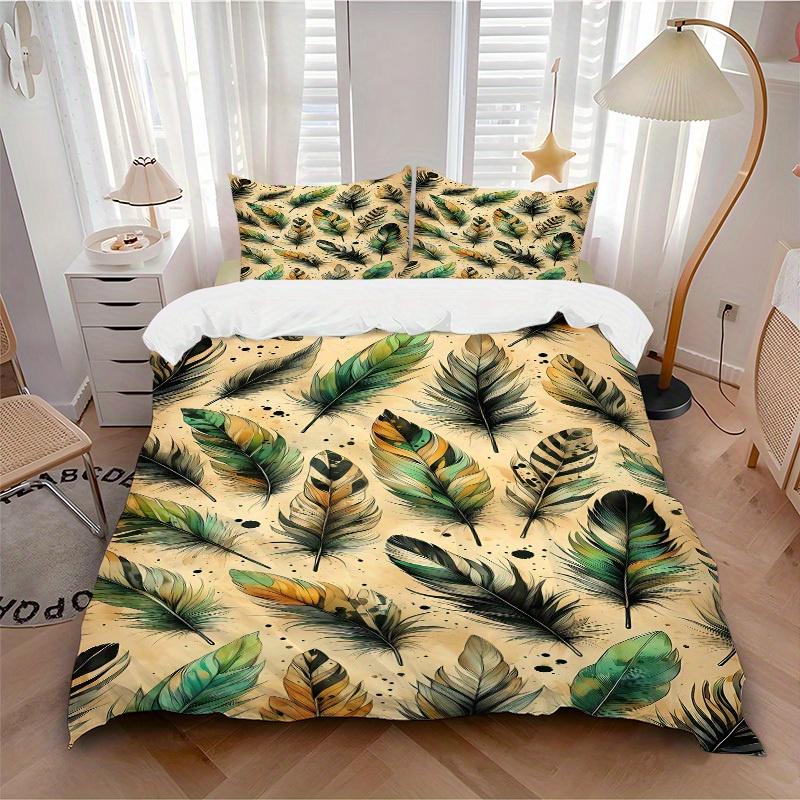 

3pcs Peacock Feather Pattern Soft and Comfortable Breathability, Bedding Set, Machine Washable, Suitable for All Seasons187 135x200cm