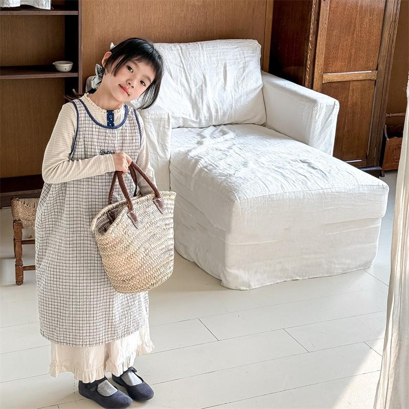 

Summer Baby Girls Sleeveless Dress Korean Style Lace Letter Embroidery Toddlers Kids Casual Dresses 130