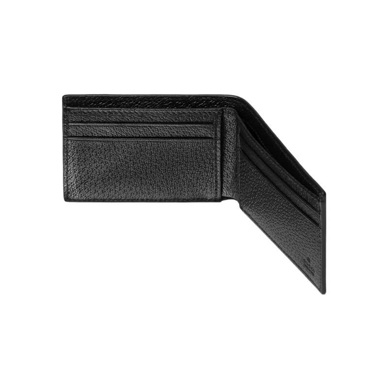 Gucci GG Embossed Bi-fold Four Card Slots Leather Card Holder Wallet Wallet Men's Black