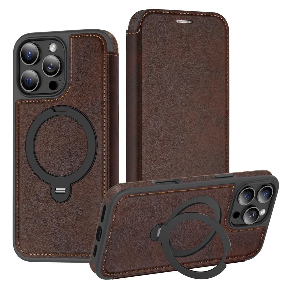 KEYSION PU Leather Flip Wallet Case for iPhone 11 12 13 14 Pro Max 14 Plus Cards Slots Magnetic 360 Ring Stand Phone Back Cover