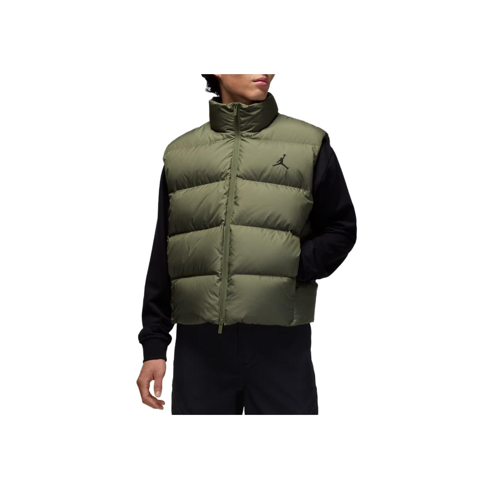 Jordan Flight Stand Collar Comfortable Warm Windproof Waterproof Solid Color Down Vest Men vests Dark-Olive Black IF4261-222 M