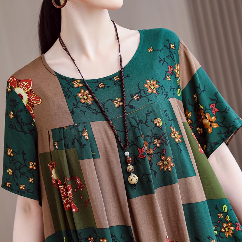 Letné oversize šaty Elegantné dámske dlhé šaty s krátkym rukávom Plus veľkosti