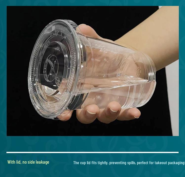 Leak-Proof PET Plastic Beverage Cup with Lid – Transparent Disposable Coffee & Cold Drink Cup