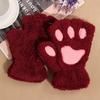 14Colors Women Warm Lovely Winter Gloves Plush Fingerless Bear Cat Paw