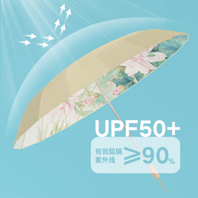 New three-fold 16-bone hand open color glue weather and rain new Chinese style parasol plus umbrella