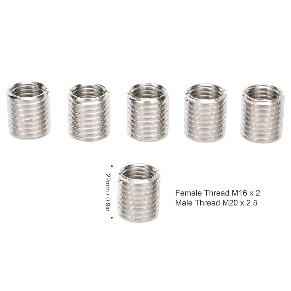 10Pcs 22mm Threaded Insert Reducing Nuts, M16 X 2 Female To M20 X 2.5 Male Repair Insert Nut Thread Nut Conversion Kit Stainless Steel