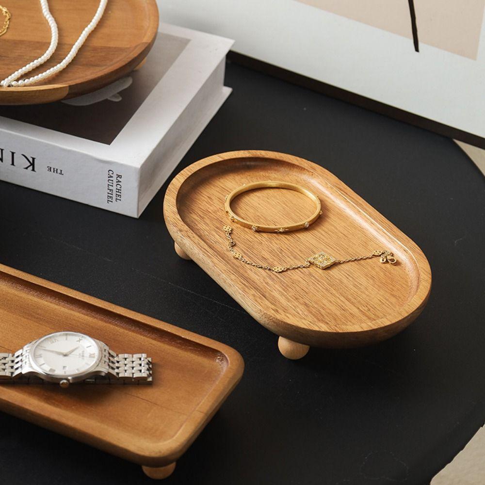 Retro Wood Pedestal Stand Portable Tea Coffee Plate Easy To Use Serving Platter Table Decoration