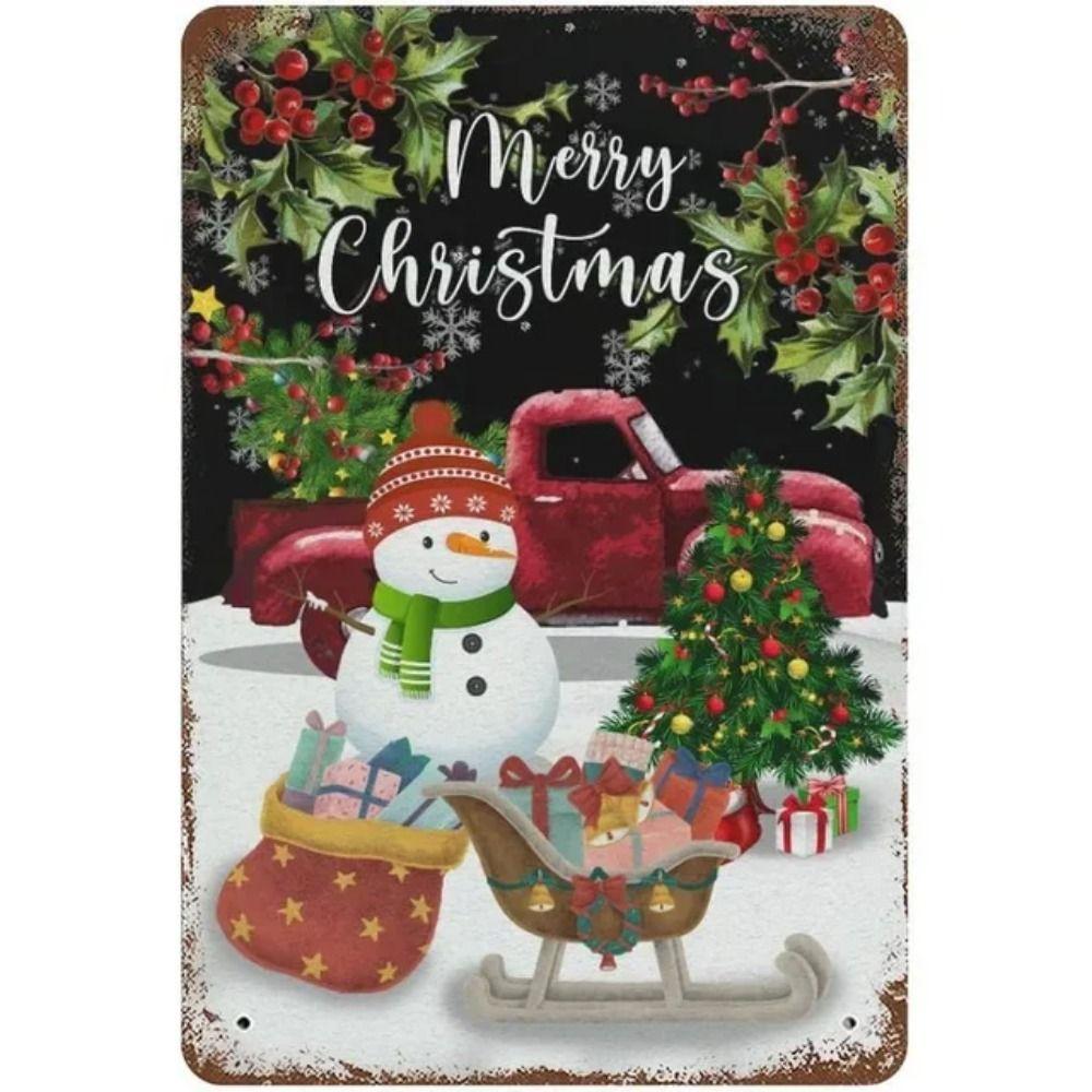 Merry Christmas Santa Metal Sign, Festive Holiday Wall Decor 20x30cm