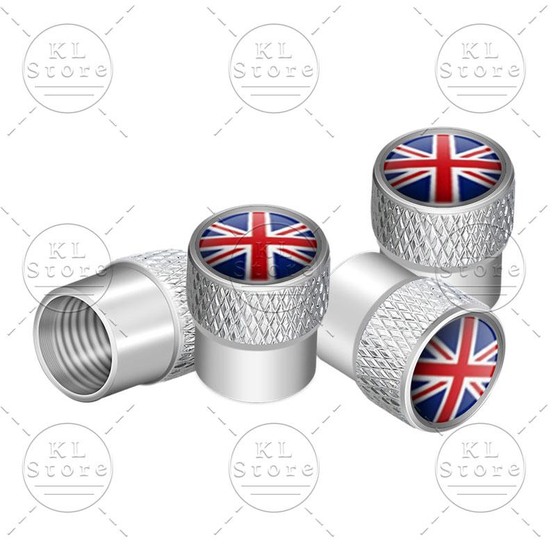 Exterior 4Pcs United Kingdom National Flag Badge Car Wheel Tyre Tires Valve Stem Caps Dust-proof Cover For Universal Automobiles