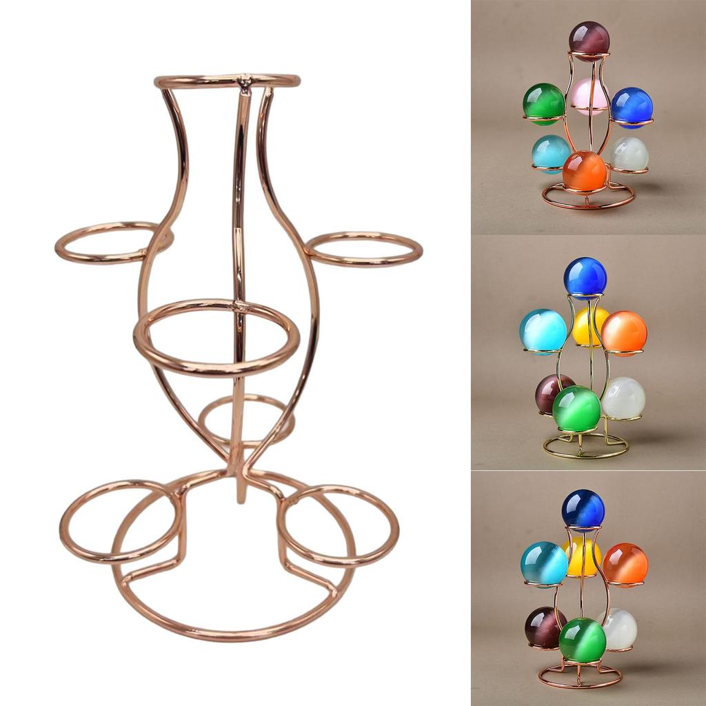 Ball Seat Seven Crystal Base Desktop Decoration Metal Shelf Stones Holder Rack Table