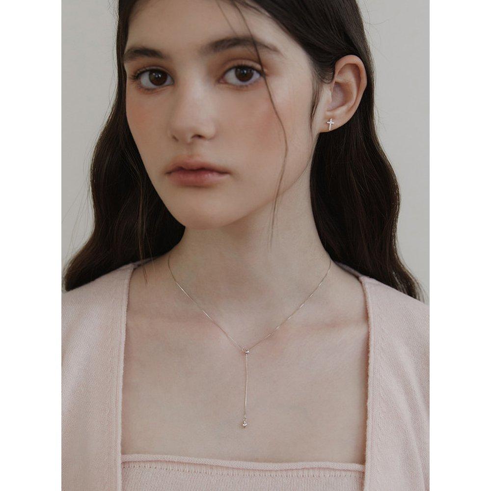 (925 Silver) Heart Tail Y-Line Necklace Nz2425