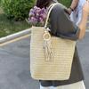 Yogodlns Elegant Ladies Straw Woven Handbag Women Holiday Beach Commute Casual Tote Top-Handle Bags Fashion Retro Shoulder Bags