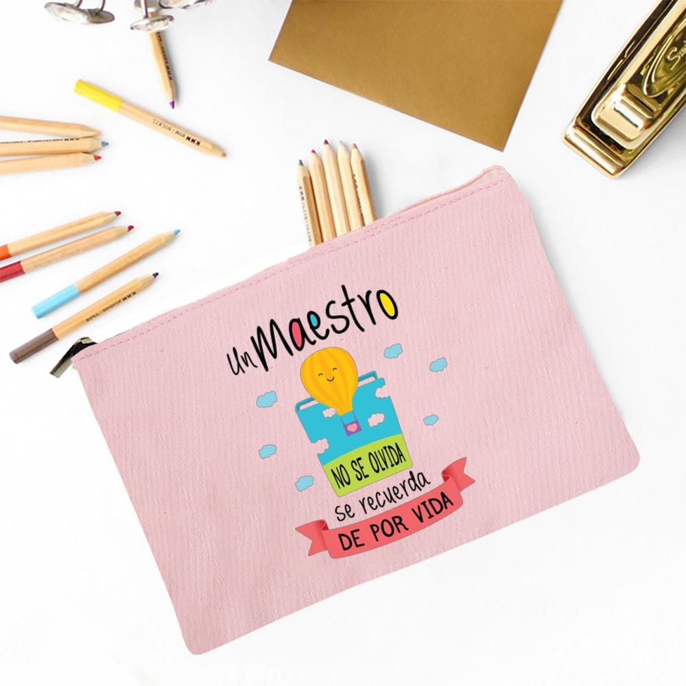 Spanish Printed Makeup Bag Female Travel Neceser Cosmetic Pouch Travel Toiletry Organizer School Pencil Bags Gifts for Teacher