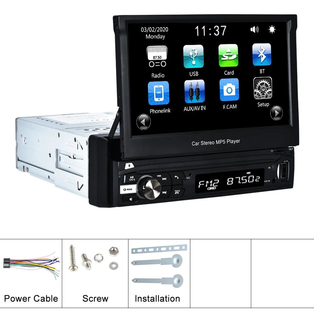 

TOYOUSONIC 7-дюймовый выдвижной экран автомобильный радиоприемник мультимедийный плеер универсальный BT FM USB AUX вход Mirror Link 1 din MP5 автомобильная стереосистема