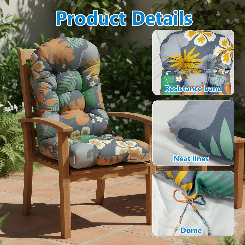 Cuscino per Sedia a Dondolo Adirondack, Spesso 44x20x4 Pollici, Cuscino Alto per Sedia da Patio, Cuscino Impermeabile per Seduta di Mobili da Esterno con Lacci