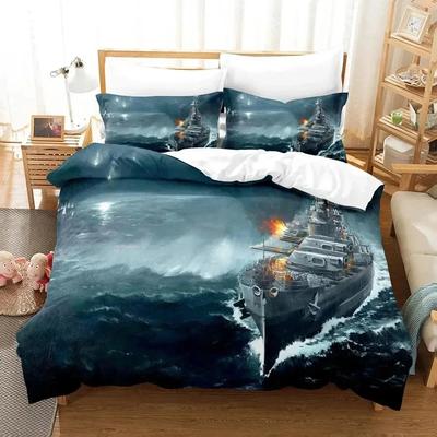 3D Print Game World Of Warships Bedding Set Duvet Cover Bed Set Quilt Cover Pillowcase Comforter King Queen Size Boys Adult