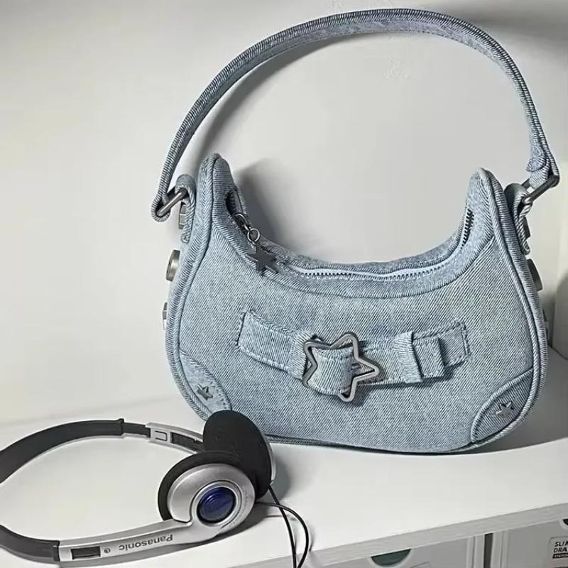 

Y2K Korean Gothic Star Girl Black Handbag Harajuku Aesthetic Vintage Shoulder Crossbody Bag Trendy Women Messenger Tote Bags 19x12x13cm
