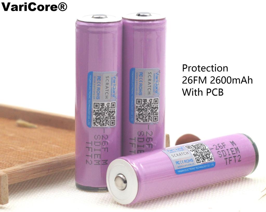 Original 3.7V 18650 2600AMH ICR18650-26F Lithium Battery Rechargeable Battery PCB Protection Board for
