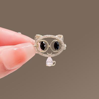 Hollowed-out Cat Anti-exposure Clasp Small Brooch High-end and Cute Female Pin Shirt Collar Clothes Mini Corsages