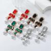 Metal Square Rhinestones Imitation Pearl Geometric Dangle Earrings Women's New Simple Trend Design Zircon Party Accessories