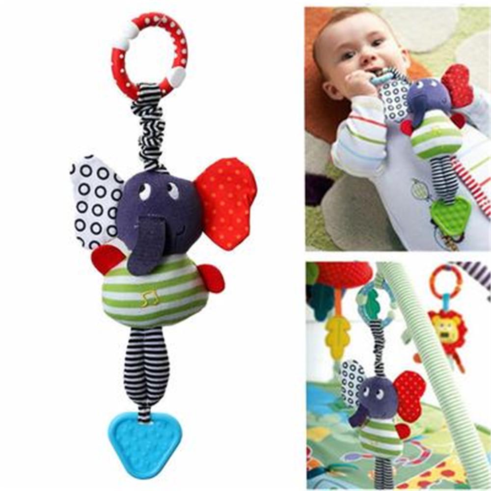 Music Elephant Lathe Hang Baby Infant Soft Dolls Educational Toys Teether