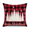 Roter Karomuster Weihnachts-Kissenbezug Leinen Sofa Kissenbezug Büro Kissenbezug Neuer Stil