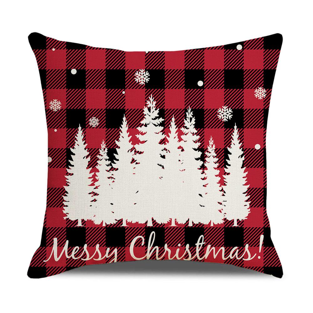 Roter Karomuster Weihnachts-Kissenbezug Leinen Sofa Kissenbezug Büro Kissenbezug Neuer Stil