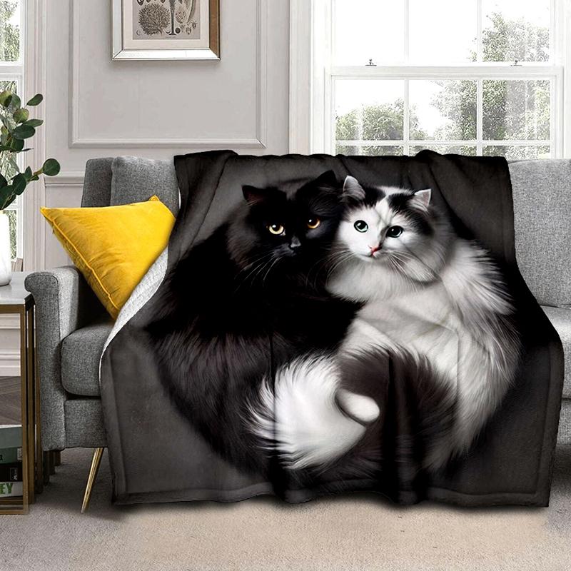 1PC Cute cat, cartoon blanket, all season lightweight home office outdoor nap multifunctional blanket