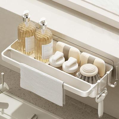 Compact Sink Drain Tray Kitchen Faucet Countertop Storage Rack Sponge Rack Bathroom Soap Dish Brush Storage Rack
