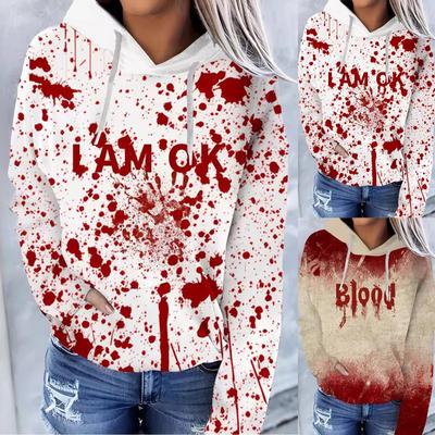 Halloween Kapuzenpullover Lockerer und vielseitiger Pullover Damen 3D Casual Printed Hoodies sudaderas mujer moletom feminino
