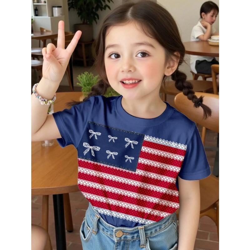 Abbigliamento Bambina Estate T-shirt con Stampa 3D Grafica Gatto Kawaii Vestiti per Bambine Esterni Manica Corta Casual Top per Bambine